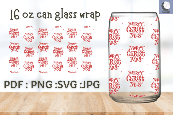 16OZ CAN GLASS WRAP Merry Christmas Graphics for Local Business Branding