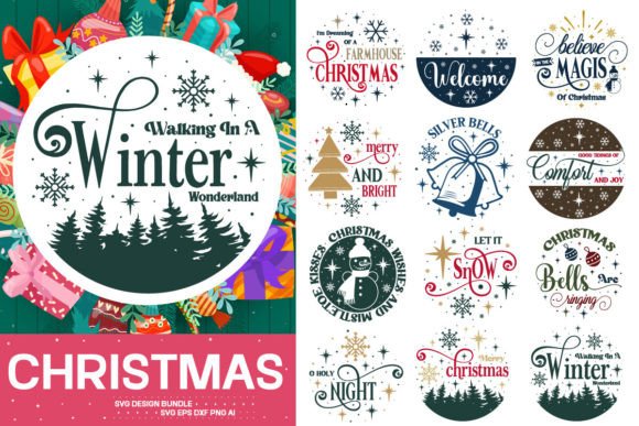 20 Christmas Round Signs Svg Bundle for Crafts and Graphics