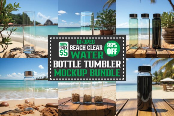 Beach Clear Water Free Mockups Bundle for Bottles Amp Graphics