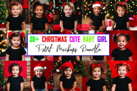 Christmas Cute Baby Girls Mockups Bundle: A Graphic Design Asset for Baby Amp