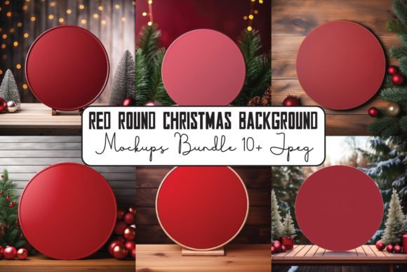 Christmas Red Round Mockups Bundle for Graphics and Christmas Amp