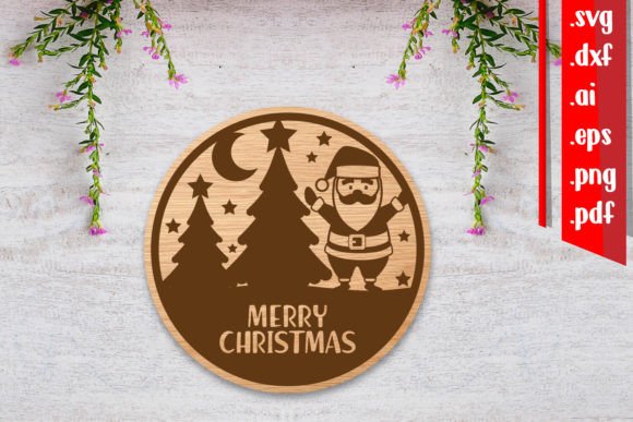 Christmas Round Sign 6 for Crafts and Graphics