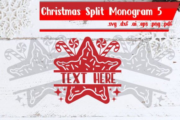 Christmas Split Monogram 5 - A Festive Graphic Design Asset for Crafts