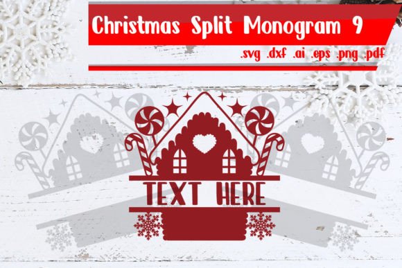 Christmas Split Monogram 9: A Graphic Design Asset for Crafts and Digital Publishing