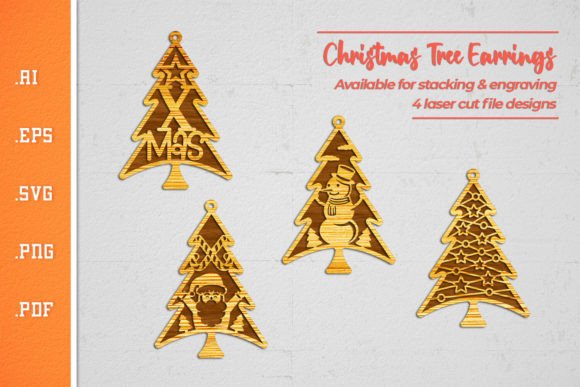Christmas Tree Earrings SVG 2 for Crafts and Graphics