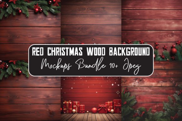 Christmas Wood Background Mockups Bundle for Graphics and Christmas Amp