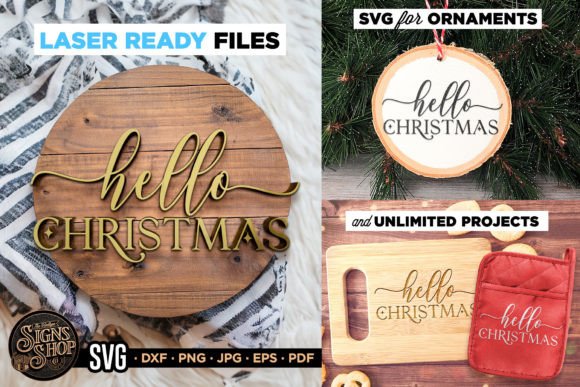 Hello Christmas SVG Door Sign for Graphics and Crafts