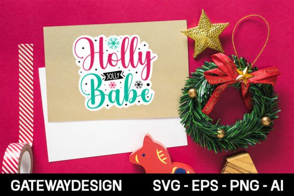 Holly Jolly Babe Sticker Design for Crafts and Graphics