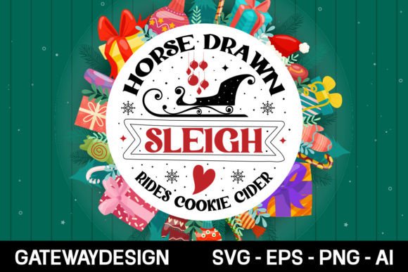 Horse Drawn Sleigh Rides Cookie Cider Embroidery Design