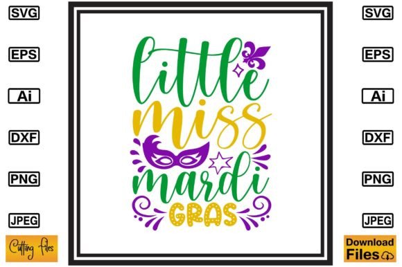 Little Miss Mardi Gras Print Design for Crafts and Graphics
