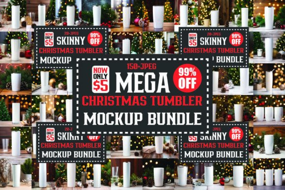 Mega Skinny Tumbler Mockups Bundle for Christmas Amp Graphics