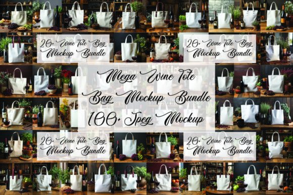 Mega Wine Tote Bag Mockups Bundle for Branding and Graphics