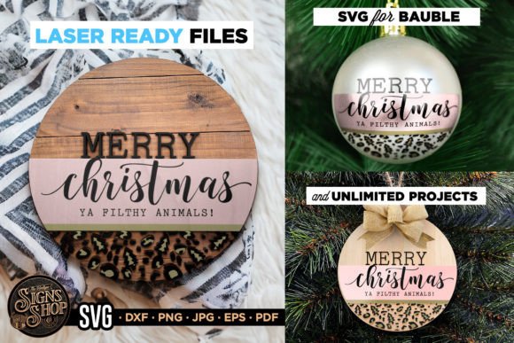 Merry Christmas Cheetah Print SVG Sign for Crafts and Graphics