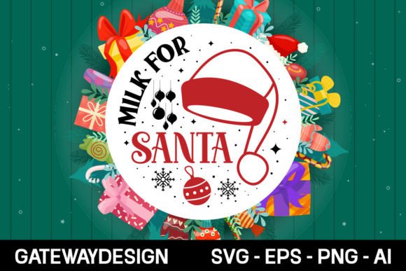 Milk for Santa Round Sign Svg Design for Crafts and Graphics
