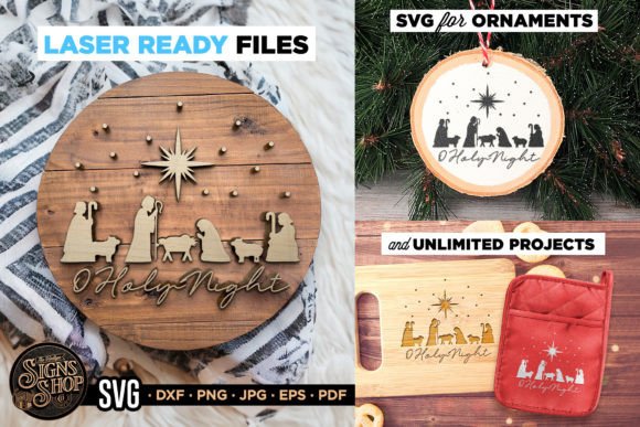 O Holy Night Nativity SVG Door Sign for Crafts and Graphics