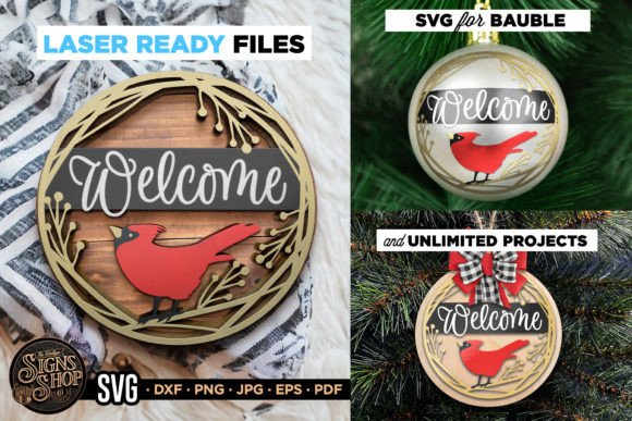 Welcome Bird Christmas SVG Sign for Graphics and Crafts