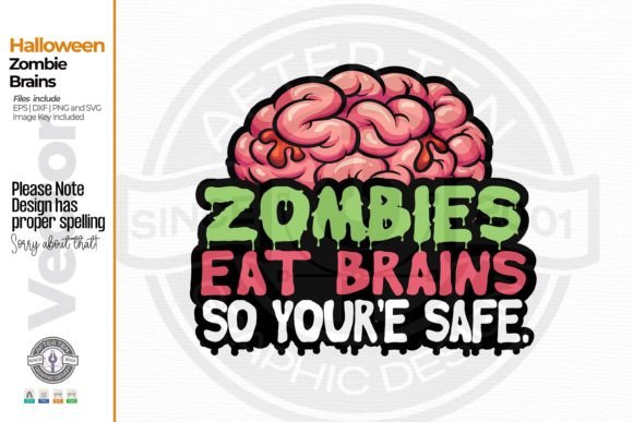 Zombies Eat Brains Graphic Design Asset for Crafts